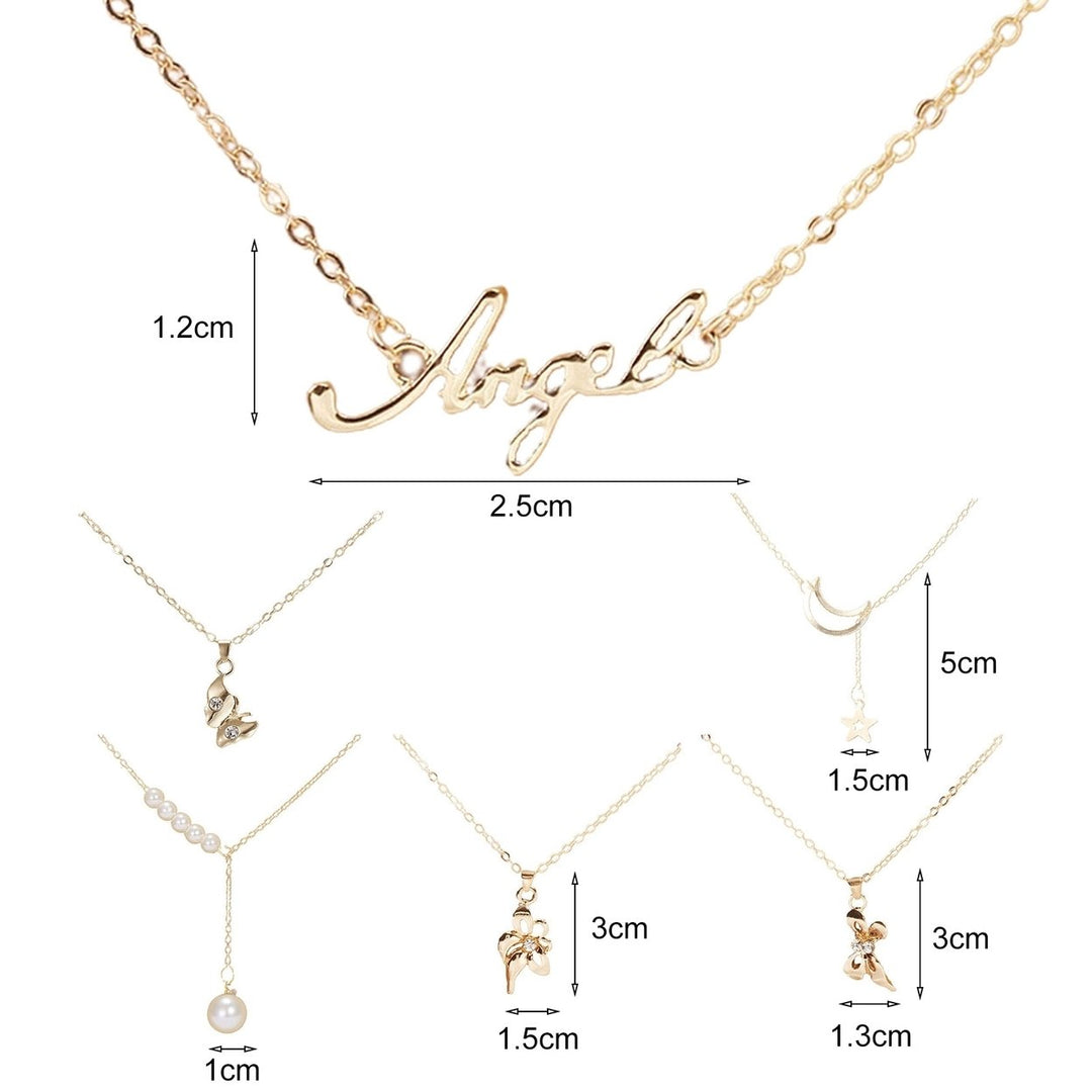 Women Necklace Multi Styles Imitation Pearl Stainless Moon Shape Neck Chain Gift Image 12