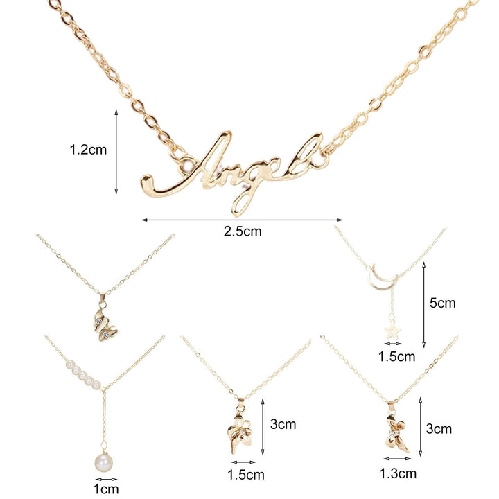 Women Necklace Multi Styles Imitation Pearl Stainless Moon Shape Neck Chain Gift Image 12