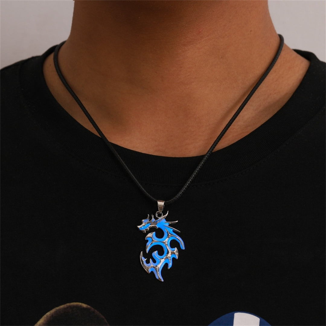 Pendant Necklace Noctilucent Comfortable Alloy Silver Fluorescent Dragon Necklace for Gift Image 1