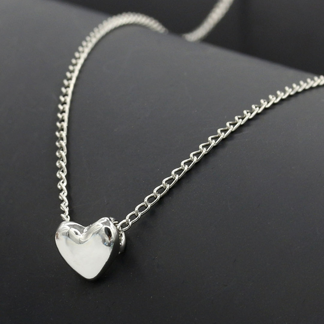 Women Necklace Solid Color Stainless Elegant Heart Shape Neck Chain Birthday Gift Image 1