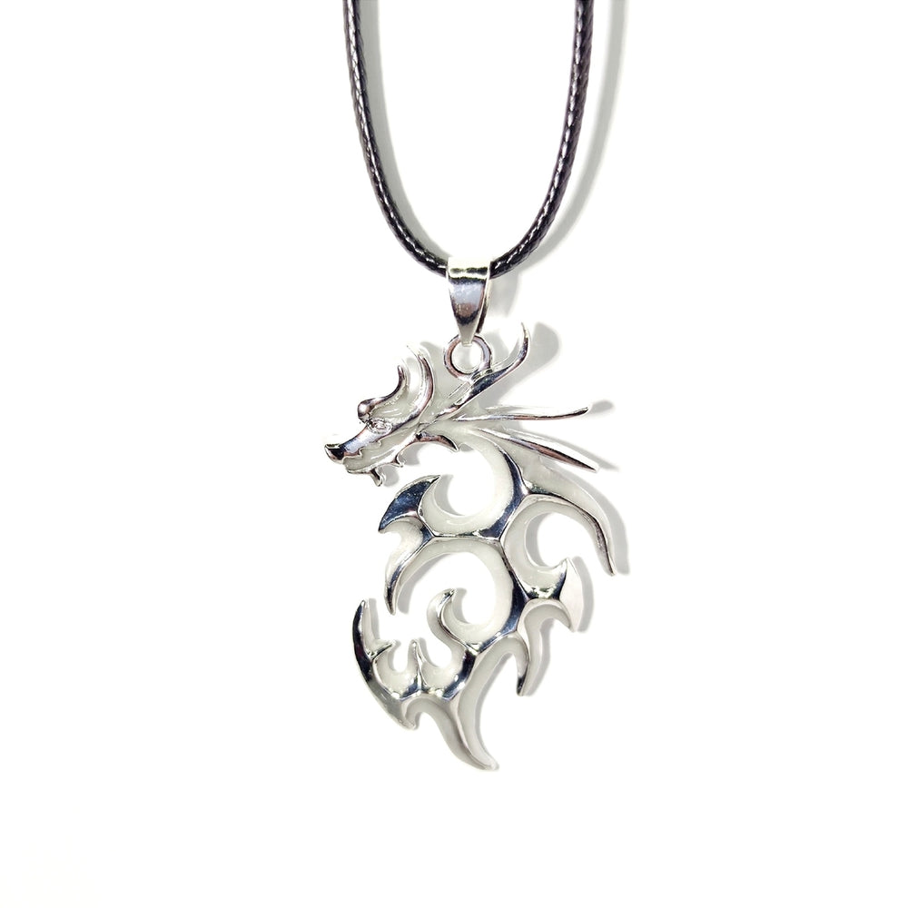 Pendant Necklace Noctilucent Comfortable Alloy Silver Fluorescent Dragon Necklace for Gift Image 2