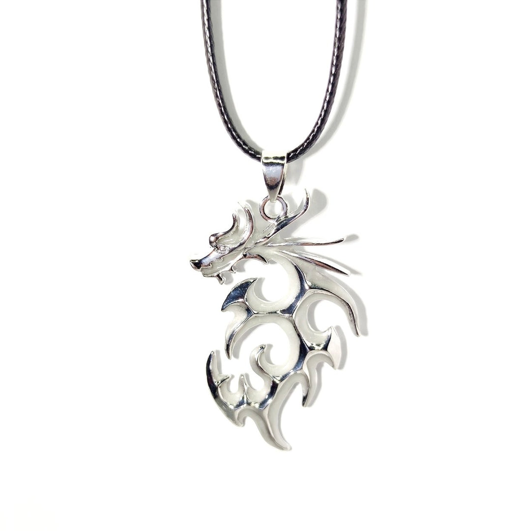 Pendant Necklace Noctilucent Comfortable Alloy Silver Fluorescent Dragon Necklace for Gift Image 1