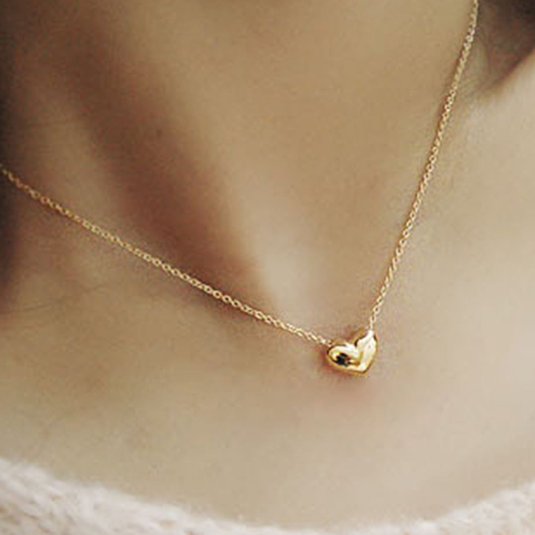 Women Necklace Solid Color Stainless Elegant Heart Shape Neck Chain Birthday Gift Image 2