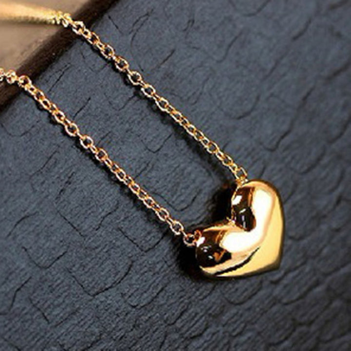 Women Necklace Solid Color Stainless Elegant Heart Shape Neck Chain Birthday Gift Image 4