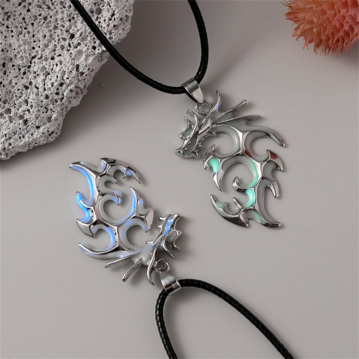 Pendant Necklace Noctilucent Comfortable Alloy Silver Fluorescent Dragon Necklace for Gift Image 6