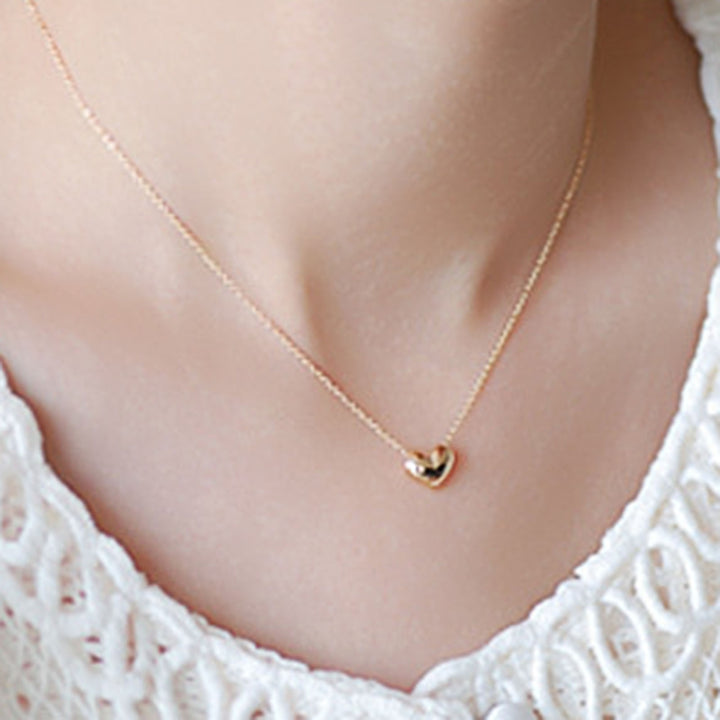 Women Necklace Solid Color Stainless Elegant Heart Shape Neck Chain Birthday Gift Image 7