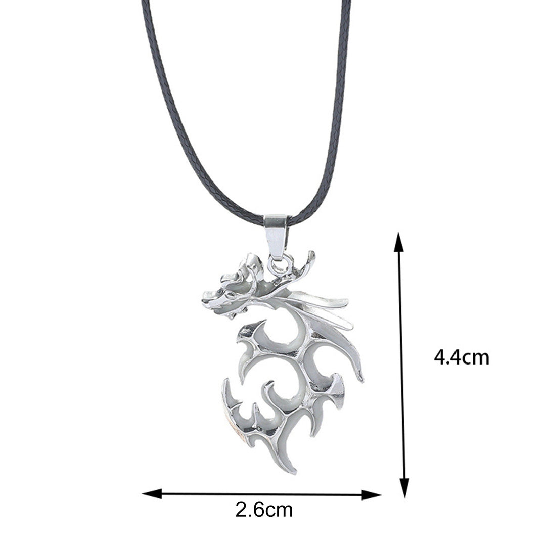 Pendant Necklace Noctilucent Comfortable Alloy Silver Fluorescent Dragon Necklace for Gift Image 7