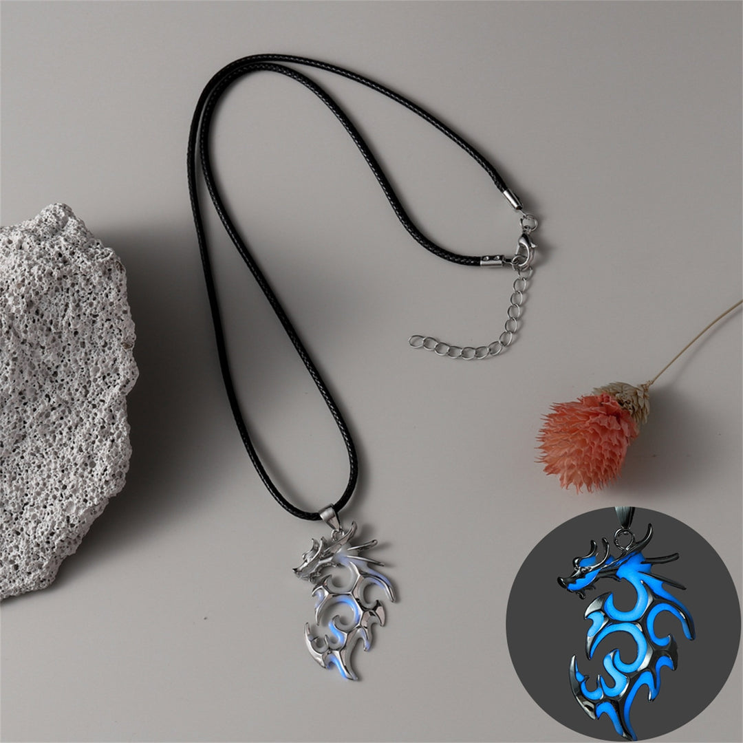 Pendant Necklace Noctilucent Comfortable Alloy Silver Fluorescent Dragon Necklace for Gift Image 8