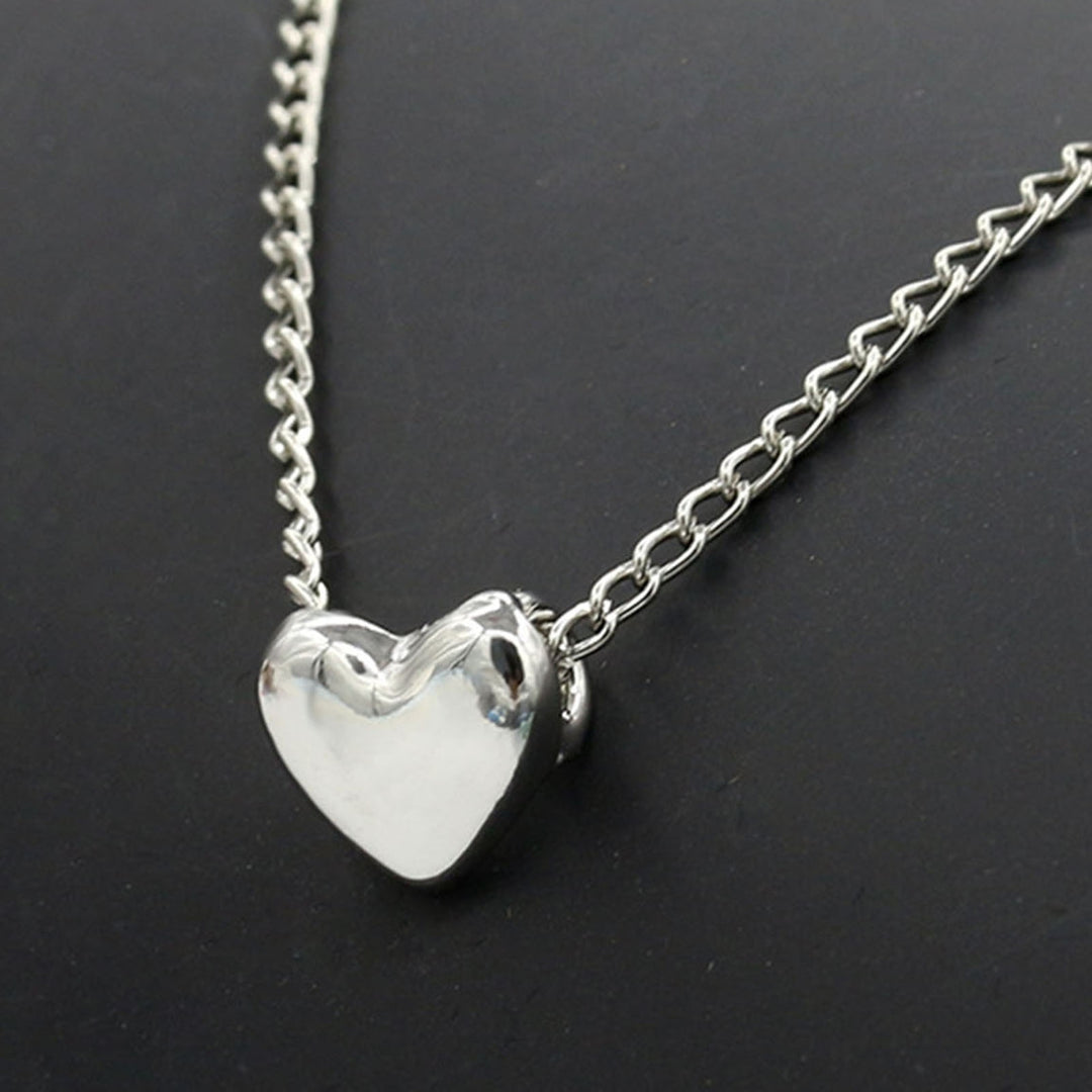 Women Necklace Solid Color Stainless Elegant Heart Shape Neck Chain Birthday Gift Image 9