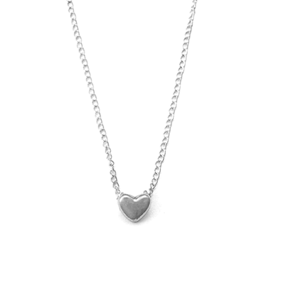 Women Necklace Solid Color Stainless Elegant Heart Shape Neck Chain Birthday Gift Image 11