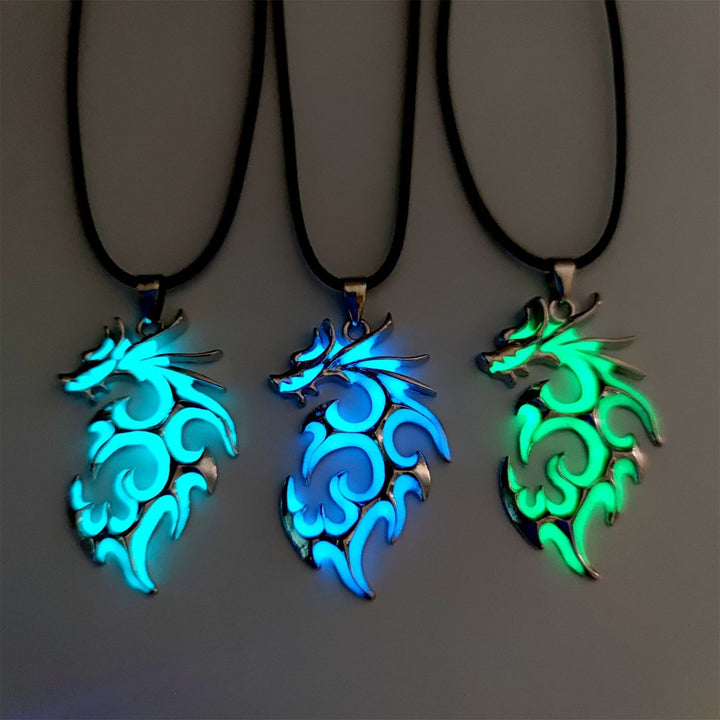 Pendant Necklace Noctilucent Comfortable Alloy Silver Fluorescent Dragon Necklace for Gift Image 10