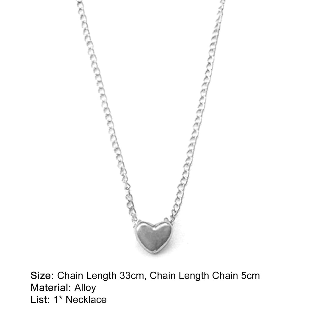 Women Necklace Solid Color Stainless Elegant Heart Shape Neck Chain Birthday Gift Image 12