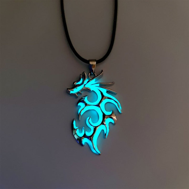 Pendant Necklace Noctilucent Comfortable Alloy Silver Fluorescent Dragon Necklace for Gift Image 12