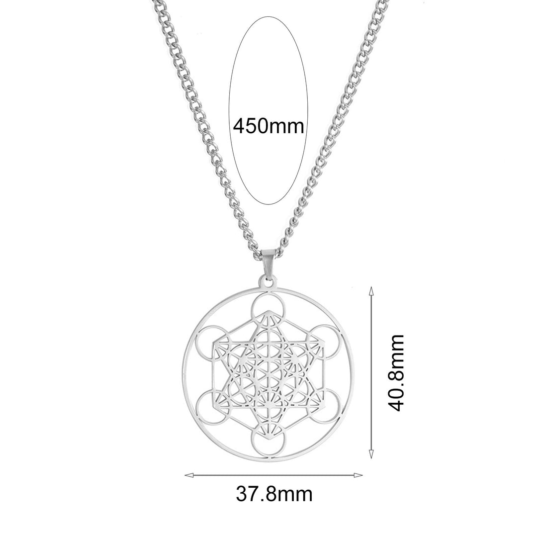 Women Necklace Hexagonal Solid Color Circle Geometric Archangel Men Pendant Jewelry Image 6