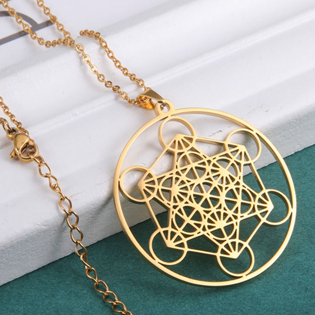 Women Necklace Hexagonal Solid Color Circle Geometric Archangel Men Pendant Jewelry Image 10