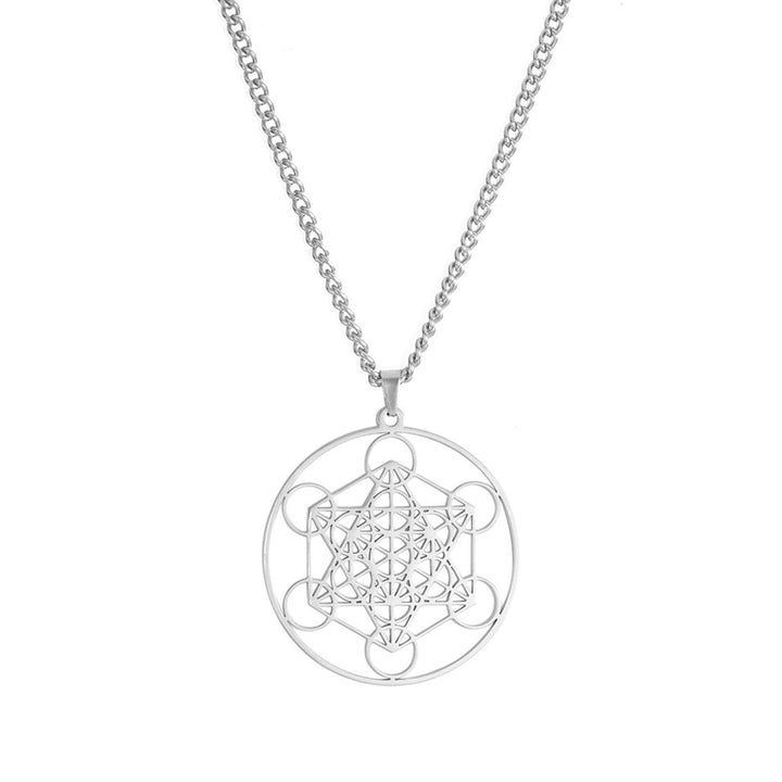 Women Necklace Hexagonal Solid Color Circle Geometric Archangel Men Pendant Jewelry Image 1