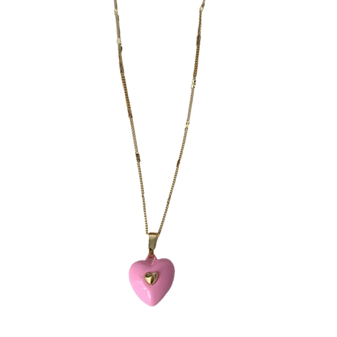 Exquisite Thin Chain All Match Women Necklace Oil-dripping Enamel Heart Pendant Necklace Jewelry Accessories Image 4