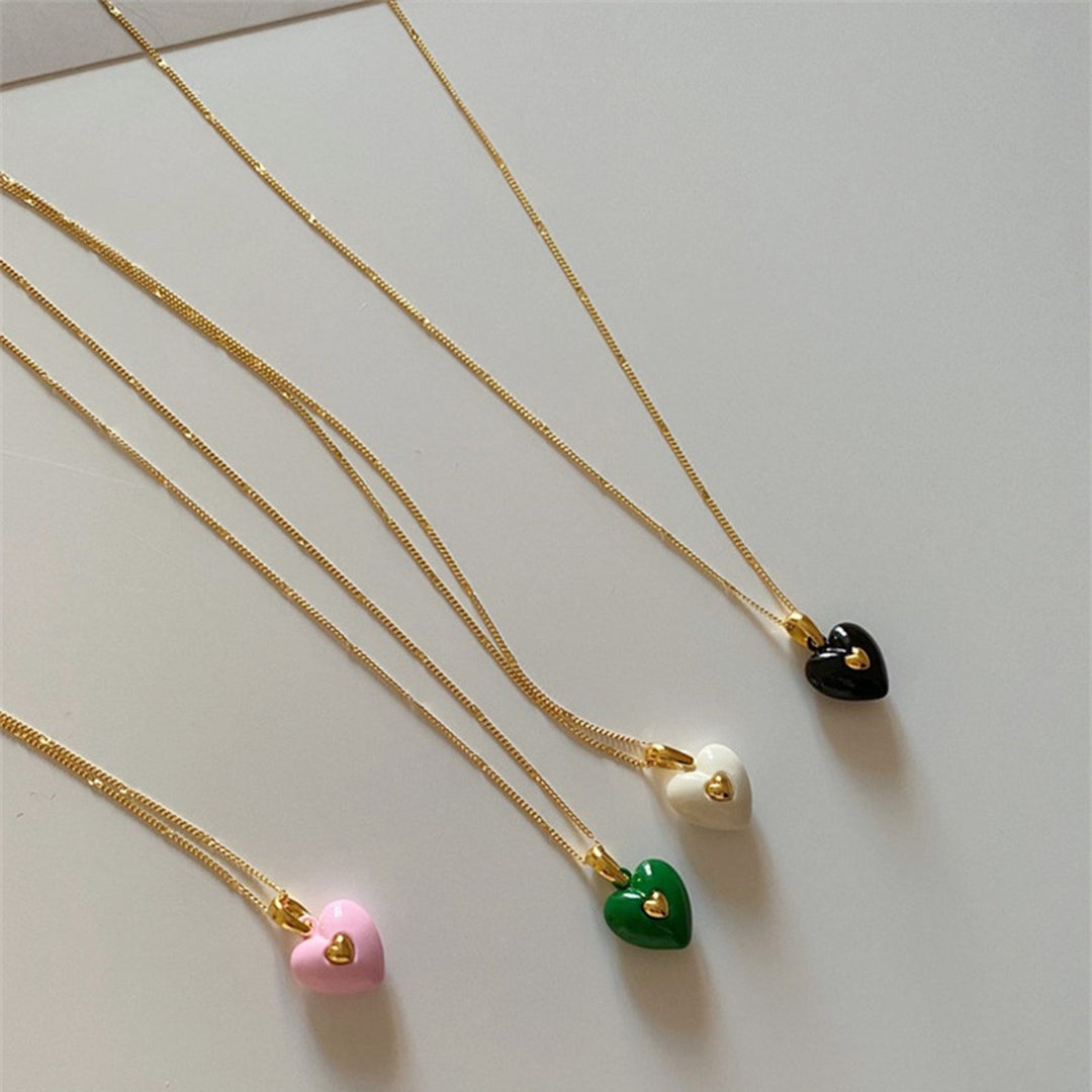 Exquisite Thin Chain All Match Women Necklace Oil-dripping Enamel Heart Pendant Necklace Jewelry Accessories Image 8