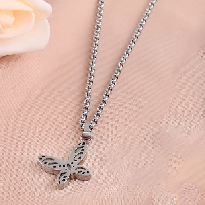 2Pcs Couple Necklaces Heart Butterfly Adjustable Jewelry Cut-out Bright Luster Necklaces for Valentines Image 7