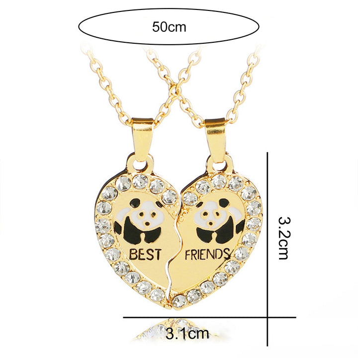 2Pcs Shining Inlaid Rhinestone Friendship Necklaces Gift BEST FRIENDS Panda Heart Pendant Necklaces Jewelry Accessory Image 6