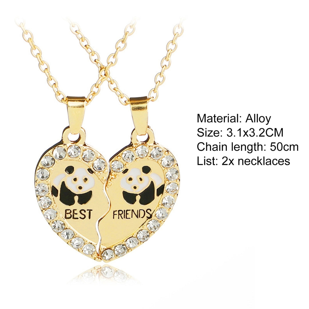 2Pcs Shining Inlaid Rhinestone Friendship Necklaces Gift BEST FRIENDS Panda Heart Pendant Necklaces Jewelry Accessory Image 10