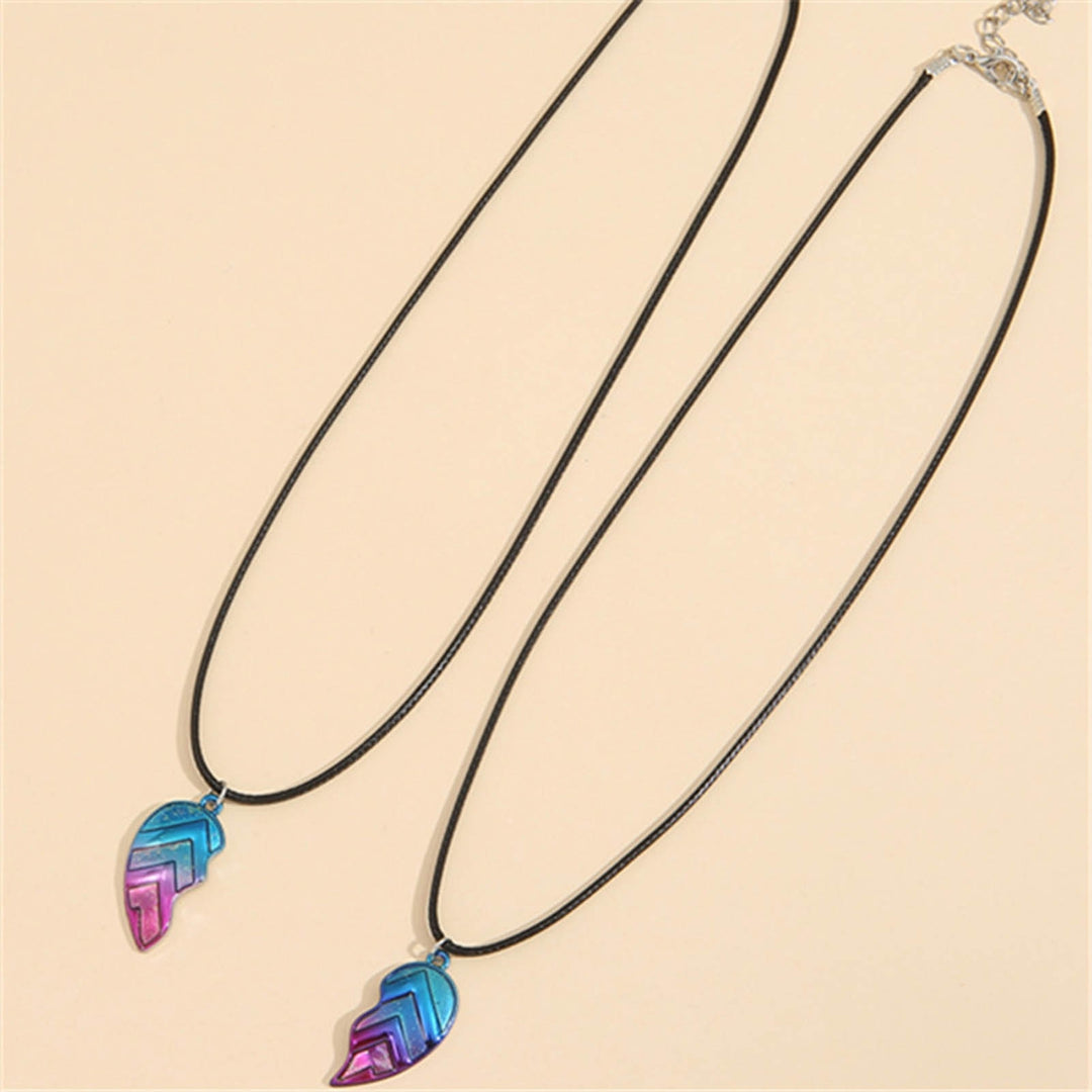 Friendship Necklaces Combination Hearts Gradient Color Alloy Adjustable Rope Chain Couple Necklaces Jewelry Gifts Image 4