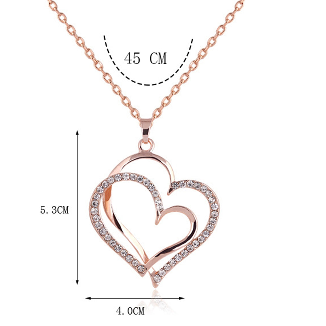 Women Necklace Exquisite Shiny Rhinestone Heart Shape Hollow Out Lady Pendant Female Accessory Image 6