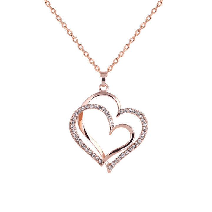 Women Necklace Exquisite Shiny Rhinestone Heart Shape Hollow Out Lady Pendant Female Accessory Image 11