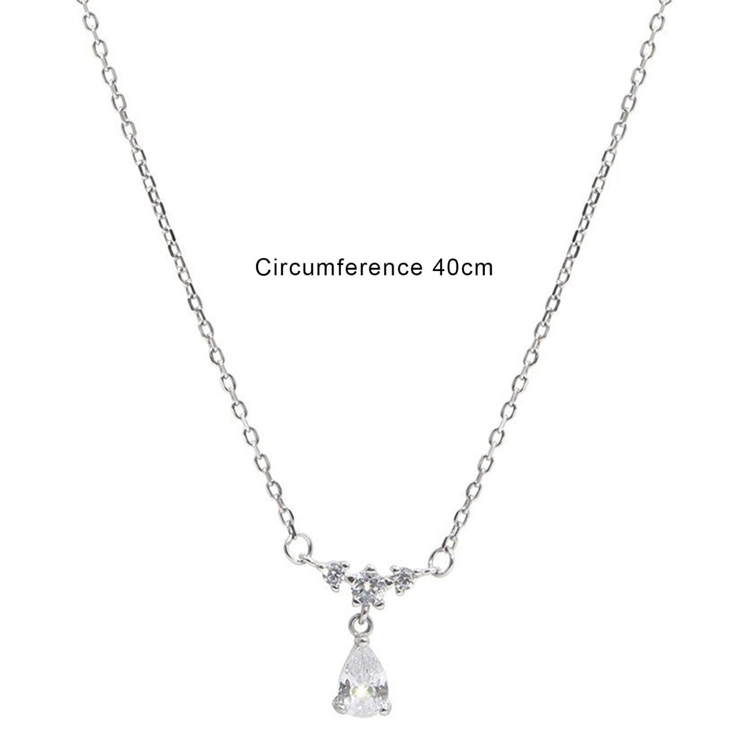 Women Necklace High-end Exquisite Shiny Cubic Zirconia Water Drop Shape Lady Pendant Female Jewelry Image 6