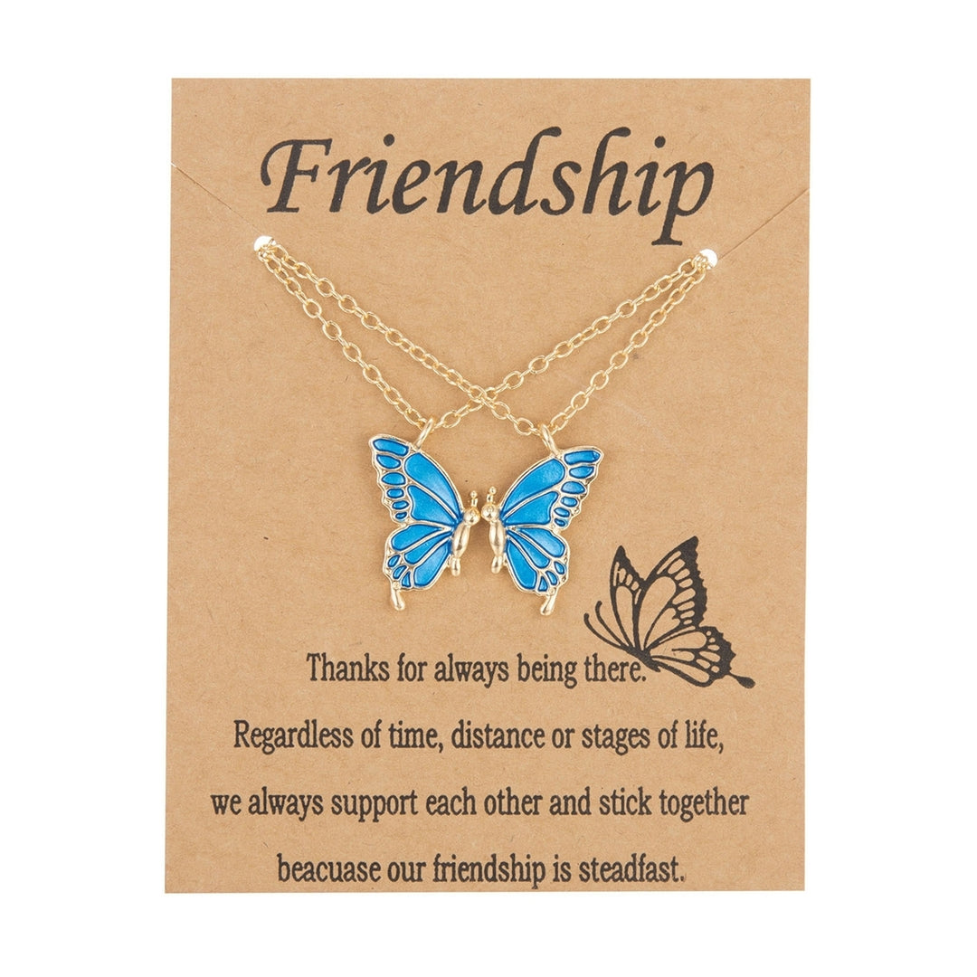 2Pcs/Set Sister Pendant Trendy Corruption Resistance Alloy Fashion Butterflies Wing Friendship Necklace Daily Life Image 3