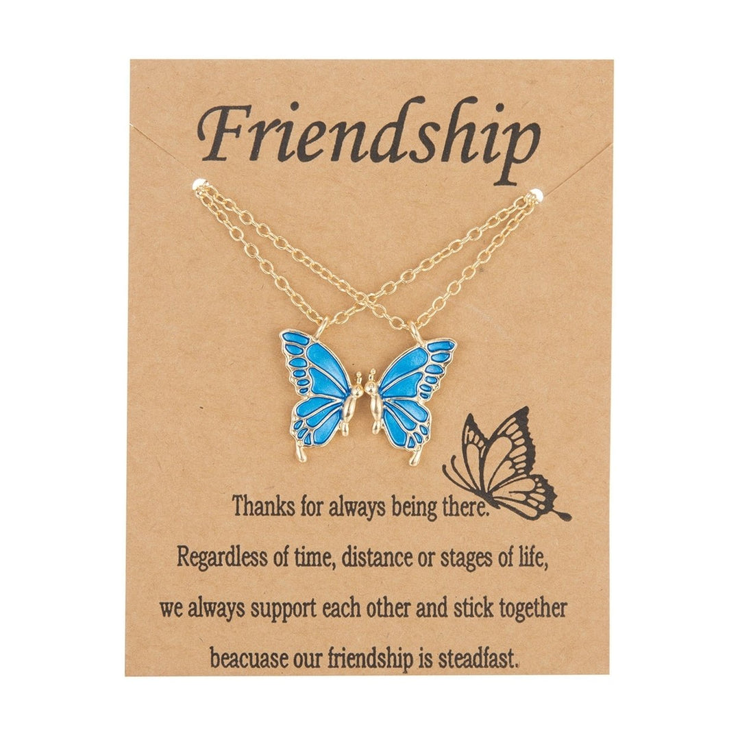 2Pcs/Set Sister Pendant Trendy Corruption Resistance Alloy Fashion Butterflies Wing Friendship Necklace Daily Life Image 1