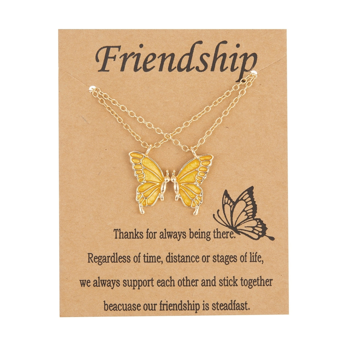 2Pcs/Set Sister Pendant Trendy Corruption Resistance Alloy Fashion Butterflies Wing Friendship Necklace Daily Life Image 4