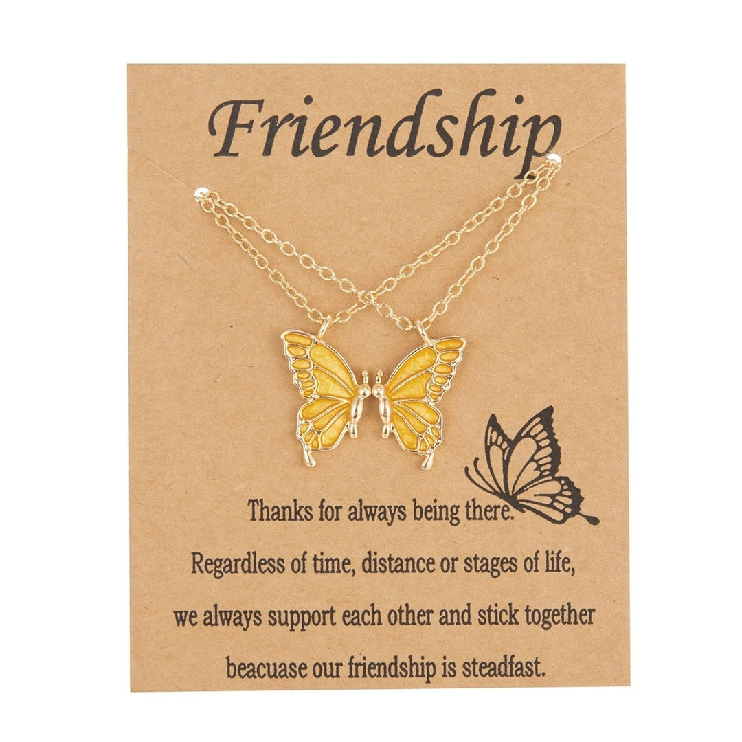 2Pcs/Set Sister Pendant Trendy Corruption Resistance Alloy Fashion Butterflies Wing Friendship Necklace Daily Life Image 1