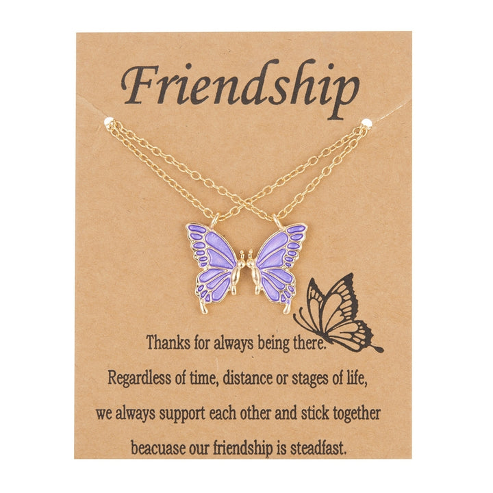 2Pcs/Set Sister Pendant Trendy Corruption Resistance Alloy Fashion Butterflies Wing Friendship Necklace Daily Life Image 4