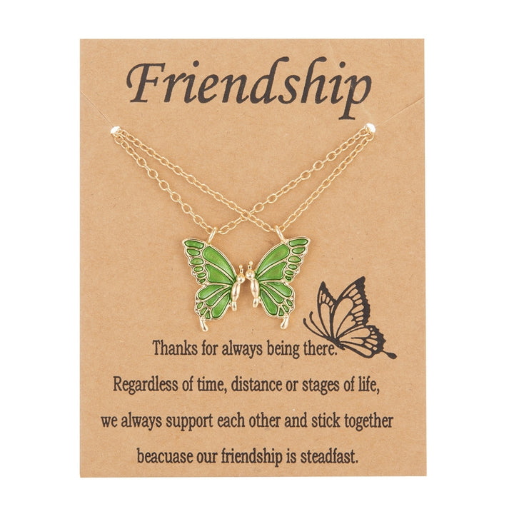 2Pcs/Set Sister Pendant Trendy Corruption Resistance Alloy Fashion Butterflies Wing Friendship Necklace Daily Life Image 6