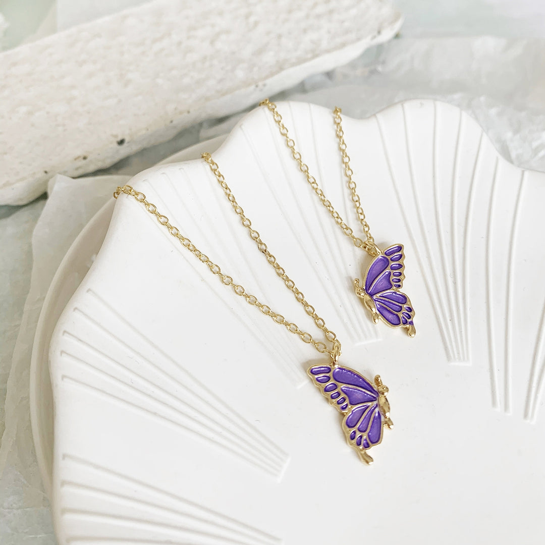 2Pcs/Set Sister Pendant Trendy Corruption Resistance Alloy Fashion Butterflies Wing Friendship Necklace Daily Life Image 9