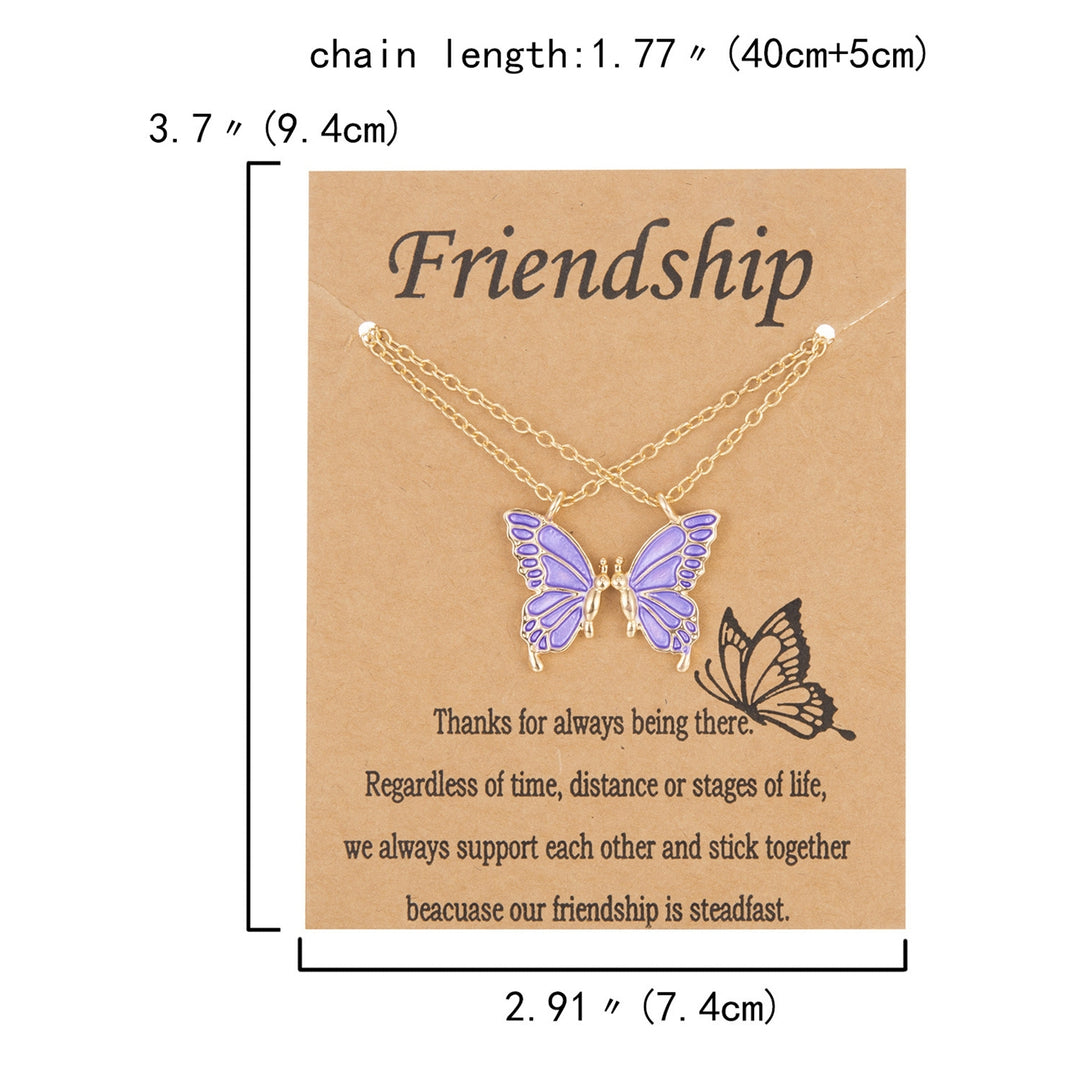 2Pcs/Set Sister Pendant Trendy Corruption Resistance Alloy Fashion Butterflies Wing Friendship Necklace Daily Life Image 10