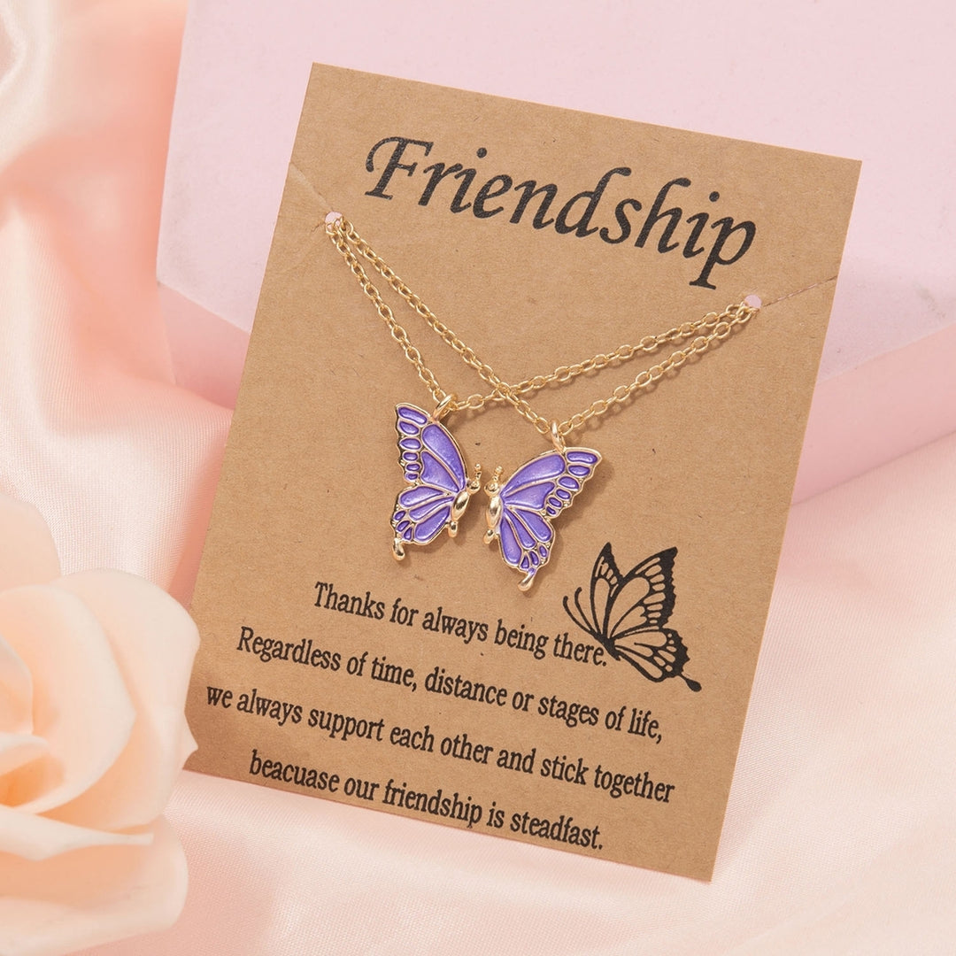 2Pcs/Set Sister Pendant Trendy Corruption Resistance Alloy Fashion Butterflies Wing Friendship Necklace Daily Life Image 12