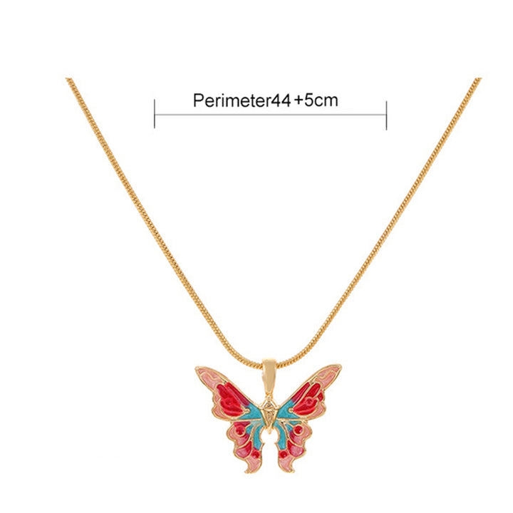 Women Necklace Colorful Anti-fade Butterflies Dripping Oil Painted Clavicle Chain Jewelry Accessory Image 6