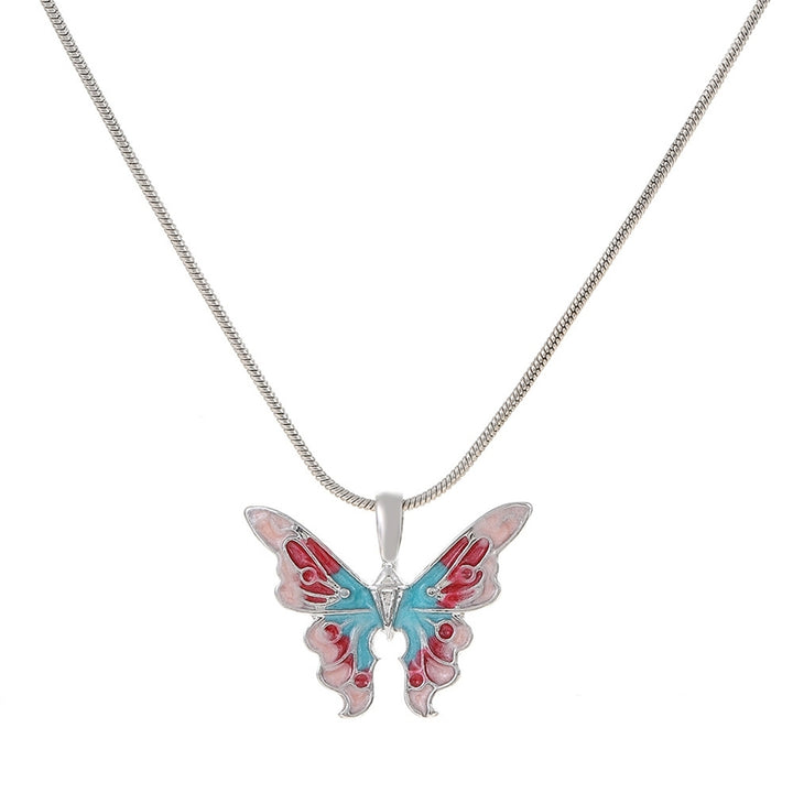 Women Necklace Colorful Anti-fade Butterflies Dripping Oil Painted Clavicle Chain Jewelry Accessory Image 11