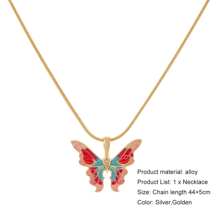 Women Necklace Colorful Anti-fade Butterflies Dripping Oil Painted Clavicle Chain Jewelry Accessory Image 12