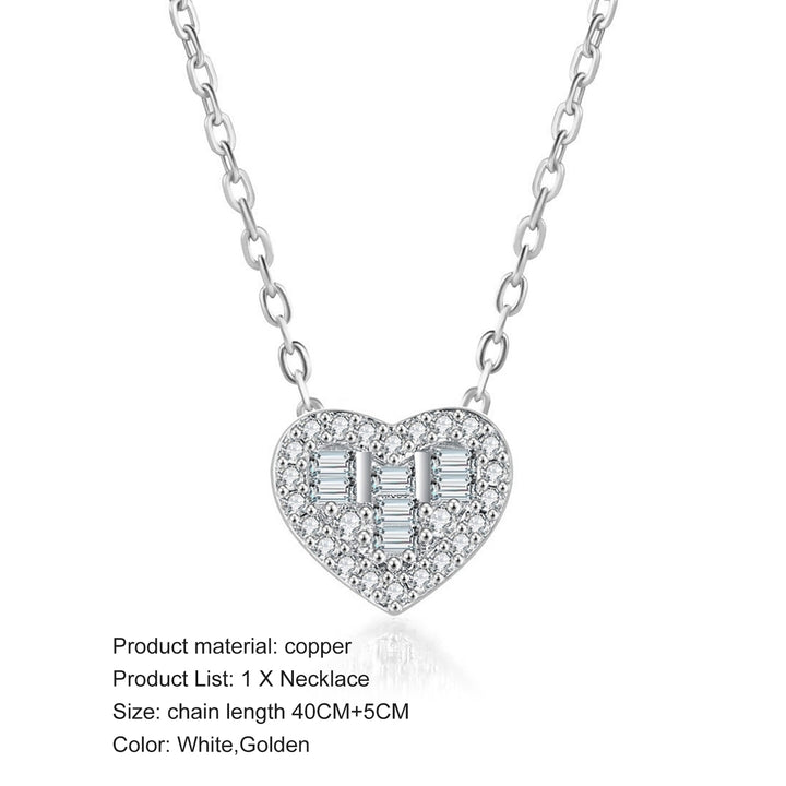 Women Necklace Heart Pendant O Chain Cubic Zirconia Jewelry Shining Adjustable Necklace for Banquet Image 12