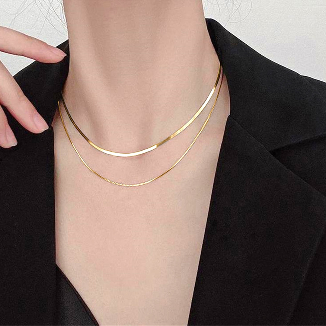 Women Necklace Double Layer Multilayer Decorate Jewelry Hip Hop Snake Chain Choker Necklace for Party Image 11