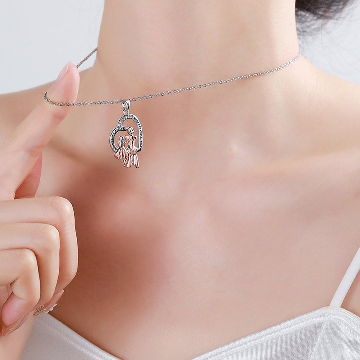 Women Necklace Rhinestone Shiny Link Chain for Mom Image 2