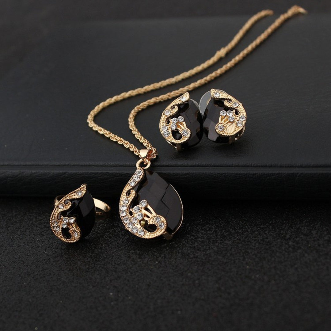 1 Set Necklace Earrings Ring Ring Jewelry for Banquet Image 12