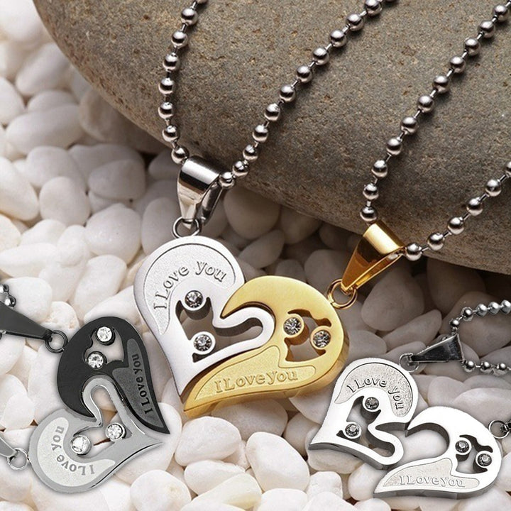 2Pcs Couple Necklaces Shiny Accessories for Anniversary Image 1