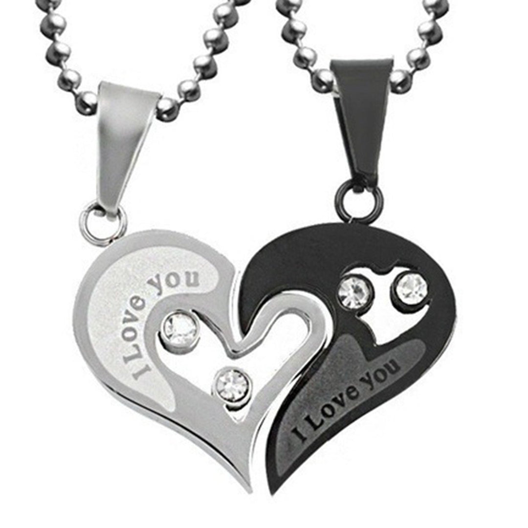 2Pcs Couple Necklaces Shiny Accessories for Anniversary Image 2