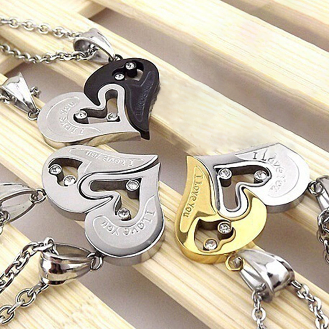 2Pcs Couple Necklaces Shiny Accessories for Anniversary Image 4