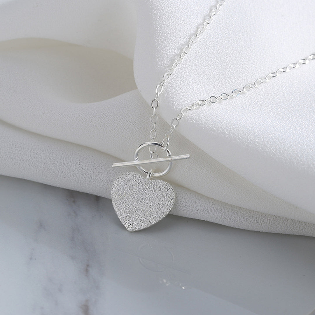 Pendant Necklace Matte Sparkling Heart-shaped Pendant Circle Personality Dress Up Accessory Women Simple Chain Necklace Image 10