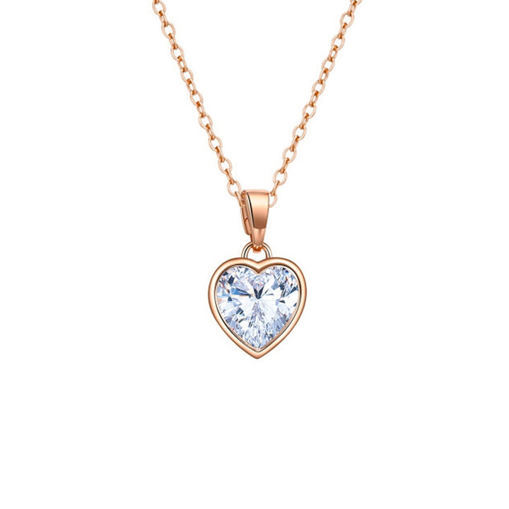 Heart Necklace Elegant Shining Beautiful Exquisite Delicate Daily Wear Copper Zircon Heart Pendant Clavicle Chain Dating Image 2